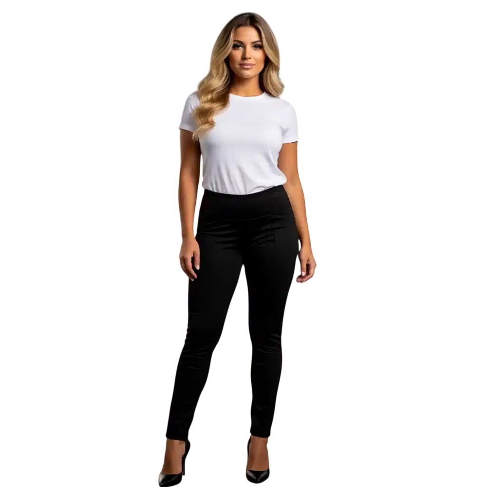 Andrew Marc Womens Faux Suede Leggings Black High Rise Seamed Pantsโ Small NWT